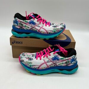Asics Gel-Nimbus 24 Women’s Sz 7.5 White/Pink Glo Mesh Running Sneakers